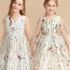 Flower Girl Dresses | A-line V-Neck Floor-Length Jacquard Flower Girl Dress As Picture – Girls