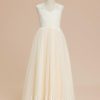 Flower Girl Dresses | A-line V-Neck Floor-Length Lace/Tulle Flower Girl Dress As Picture – Girls