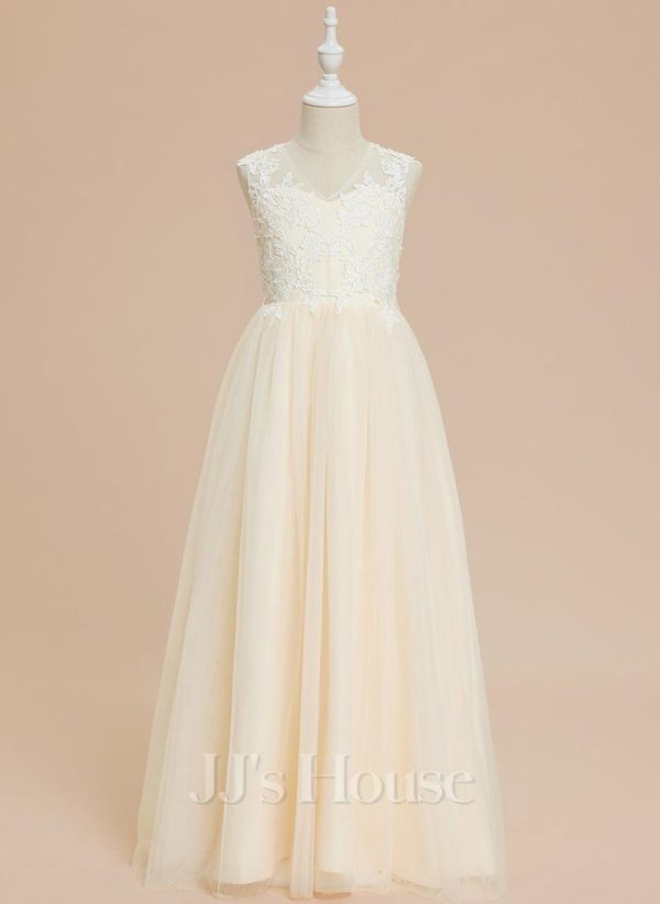 Flower Girl Dresses | A-line V-Neck Floor-Length Lace/Tulle Flower Girl Dress As Picture – Girls