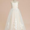 Flower Girl Dresses | A-line V-Neck Floor-Length Lace/Tulle Flower Girl Dress As Picture – Girls