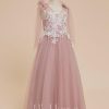 Flower Girl Dresses | A-line V-Neck Floor-Length Lace/Tulle Flower Girl Dress Dusty Rose – Girls