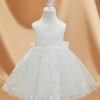 Flower Girl Dresses | A-line V-Neck Knee-Length Lace Flower Girl Dress Ivory – Girls