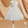 Flower Girl Dresses | A-line V-Neck Knee-Length Lace Flower Girl Dress Ivory – Girls