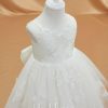 Flower Girl Dresses | A-line V-Neck Knee-Length Lace Flower Girl Dress Ivory – Girls