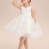 Flower Girl Dresses | A-line V-Neck Knee-Length Lace Flower Girl Dress Ivory – Girls