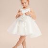 Flower Girl Dresses | A-line V-Neck Knee-Length Lace Flower Girl Dress Ivory – Girls