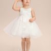 Flower Girl Dresses | A-line V-Neck Knee-Length Lace Flower Girl Dress Ivory – Girls