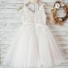 Flower Girl Dresses | A-line V-Neck Knee-Length Lace/Tulle Flower Girl Dress As Picture – Girls