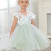 Flower Girl Dresses | A-line V-Neck Knee-Length Lace/Tulle Flower Girl Dress Celadon – Girls