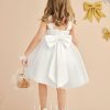 Flower Girl Dresses | A-line V-Neck Knee-Length Lace/Tulle Flower Girl Dress Ivory – Girls