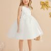 Flower Girl Dresses | A-line V-Neck Knee-Length Lace/Tulle Flower Girl Dress Ivory – Girls