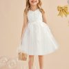 Flower Girl Dresses | A-line V-Neck Knee-Length Lace/Tulle Flower Girl Dress Ivory – Girls