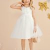 Flower Girl Dresses | A-line V-Neck Knee-Length Lace/Tulle Flower Girl Dress Ivory – Girls