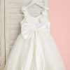 Flower Girl Dresses | A-line V-Neck Knee-Length Lace/Tulle Flower Girl Dress Ivory – Girls