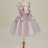 Flower Girl Dresses | A-line V-Neck Knee-Length Organza/Tulle Flower Girl Dress As Picture – Girls