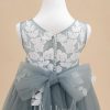 Flower Girl Dresses | A-line V-Neck Tea-Length Lace/Tulle Flower Girl Dress Dusty Blue – Girls