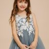 Flower Girl Dresses | A-line V-Neck Tea-Length Lace/Tulle Flower Girl Dress Dusty Blue – Girls