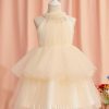 Flower Girl Dresses | Ball-Gown/Princess High Neck Knee-Length Tulle Flower Girl Dress As Picture – Girls