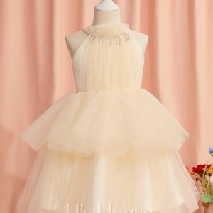 Flower Girl Dresses | Ball-Gown/Princess High Neck Knee-Length Tulle Flower Girl Dress As Picture – Girls