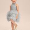 Flower Girl Dresses | Ball-Gown/Princess High Neck Knee-Length Tulle Flower Girl Dress As Picture – Girls