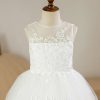 Flower Girl Dresses | Ball-Gown/Princess Scoop Ankle-Length Satin/Tulle Flower Girl Dress Ivory – Girls