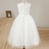 Flower Girl Dresses | Ball-Gown/Princess Scoop Ankle-Length Satin/Tulle Flower Girl Dress Ivory – Girls