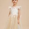 Flower Girl Dresses | Ball-Gown/Princess Scoop Detachable/Court Train Lace/Tulle Flower Girl Dress Champagne – Girls