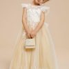 Flower Girl Dresses | Ball-Gown/Princess Scoop Detachable/Court Train Lace/Tulle Flower Girl Dress Champagne – Girls