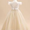 Flower Girl Dresses | Ball-Gown/Princess Scoop Detachable/Court Train Lace/Tulle Flower Girl Dress Champagne – Girls