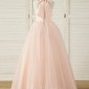 Flower Girl Dresses | Ball-Gown/Princess Scoop Detachable/Floor-Length Satin/Tulle Flower Girl Dress As Picture – Girls