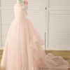 Flower Girl Dresses | Ball-Gown/Princess Scoop Detachable/Floor-Length Satin/Tulle Flower Girl Dress As Picture – Girls