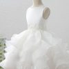 Flower Girl Dresses | Ball-Gown/Princess Scoop Detachable/Knee-Length Organza/Satin Flower Girl Dress Ivory – Girls