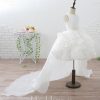 Flower Girl Dresses | Ball-Gown/Princess Scoop Detachable/Knee-Length Organza/Satin Flower Girl Dress Ivory – Girls