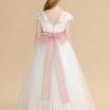 Flower Girl Dresses | Ball-Gown/Princess Scoop Floor-Length Lace Flower Girl Dress Ivory – Girls