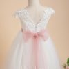 Flower Girl Dresses | Ball-Gown/Princess Scoop Floor-Length Lace Flower Girl Dress Ivory – Girls