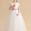 Flower Girl Dresses | Ball-Gown/Princess Scoop Floor-Length Lace Flower Girl Dress Ivory – Girls