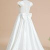 Flower Girl Dresses | Ball-Gown/Princess Scoop Floor-Length Lace/Satin Flower Girl Dress Ivory – Girls