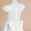 Flower Girl Dresses | Ball-Gown/Princess Scoop Floor-Length Lace/Satin Flower Girl Dress Ivory – Girls