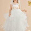 Flower Girl Dresses | Ball-Gown/Princess Scoop Floor-Length Lace/Satin/Tulle Flower Girl Dress Ivory – Girls