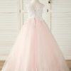 Flower Girl Dresses | Ball-Gown/Princess Scoop Floor-Length Lace/Tulle Flower Girl Dress As Picture – Girls