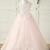 Flower Girl Dresses | Ball-Gown/Princess Scoop Floor-Length Lace/Tulle Flower Girl Dress As Picture – Girls