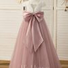 Flower Girl Dresses | Ball-Gown/Princess Scoop Floor-Length Lace/Tulle Flower Girl Dress Dusty Rose – Girls