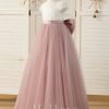 Flower Girl Dresses | Ball-Gown/Princess Scoop Floor-Length Lace/Tulle Flower Girl Dress Dusty Rose – Girls