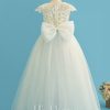 Flower Girl Dresses | Ball-Gown/Princess Scoop Floor-Length Lace/Tulle Flower Girl Dress Ivory – Girls