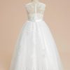 Flower Girl Dresses | Ball-Gown/Princess Scoop Floor-Length Lace/Tulle Flower Girl Dress Ivory – Girls