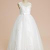 Flower Girl Dresses | Ball-Gown/Princess Scoop Floor-Length Lace/Tulle Flower Girl Dress Ivory – Girls