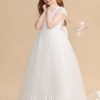 Flower Girl Dresses | Ball-Gown/Princess Scoop Floor-Length Lace/Tulle Flower Girl Dress Ivory – Girls