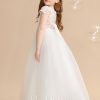 Flower Girl Dresses | Ball-Gown/Princess Scoop Floor-Length Lace/Tulle Flower Girl Dress Ivory – Girls