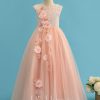 Flower Girl Dresses | Ball-Gown/Princess Scoop Floor-Length Lace/Tulle Flower Girl Dress Pearl Pink – Girls