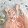 Flower Girl Dresses | Ball-Gown/Princess Scoop Floor-Length Lace/Tulle Flower Girl Dress Pearl Pink – Girls